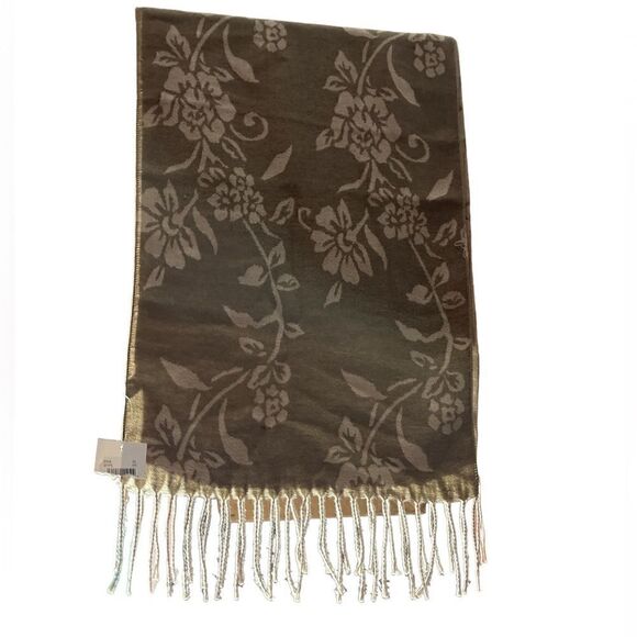 Floral, fringed scarf - Picture 2 of 4